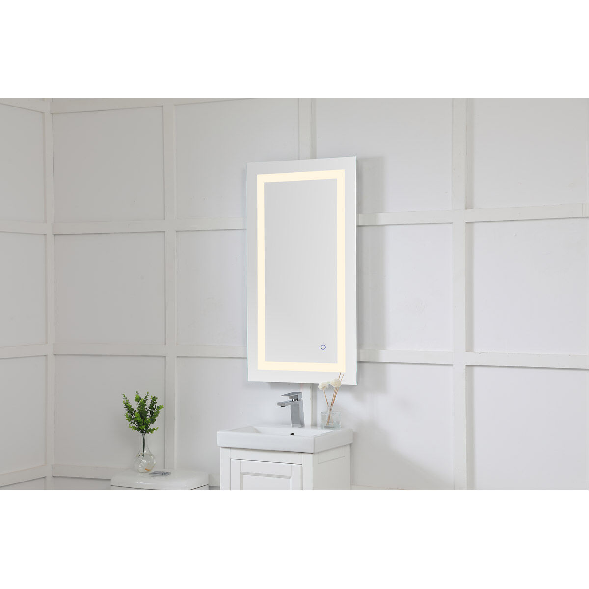 Helios 36 X 20 inch Silver Lighted Wall Mirror