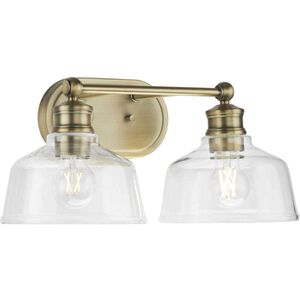Singleton 2 Light 17 inch Vintage Brass Bath Vanity Wall Light