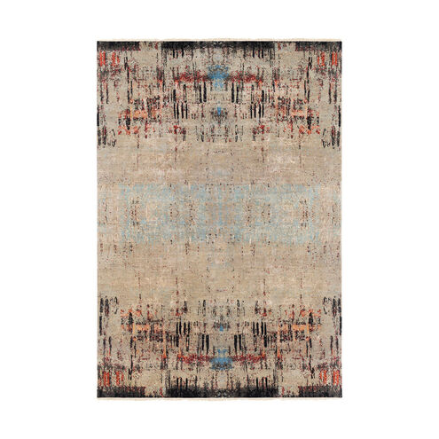 Kiryas 108 X 72 inch Camel/Aqua/Tan/Butter/Peach/Rust/Coral/Black Rugs, Wool and Silk