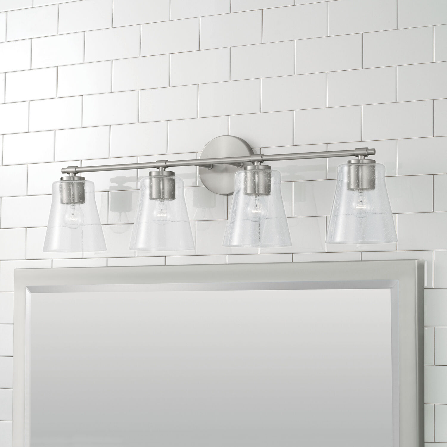 Baker 4 Light 32 inch Brushed Nickel Vanity Light Wall Light