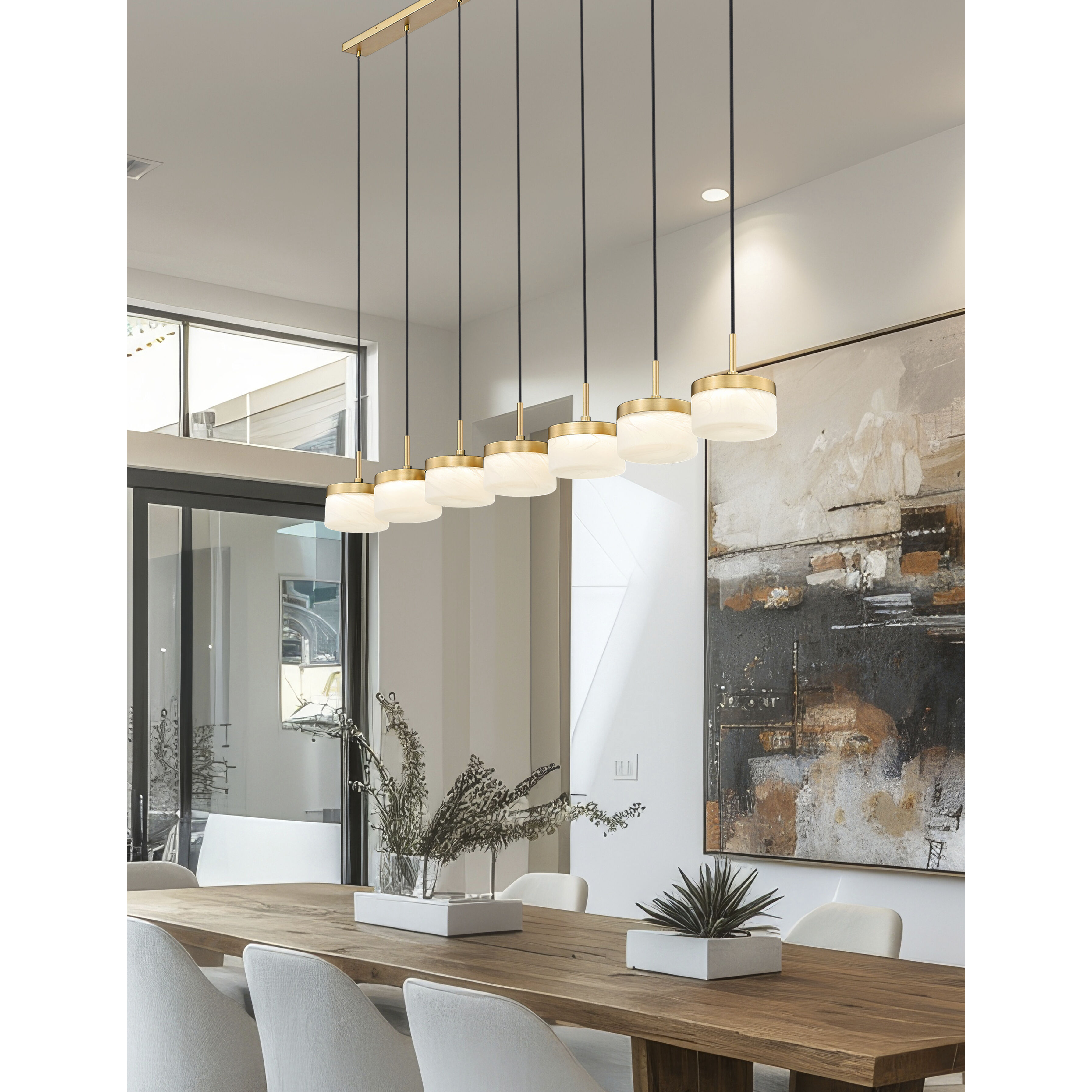 Renaud LED 58.75 inch Modern Gold Linear Chandelier Ceiling Light