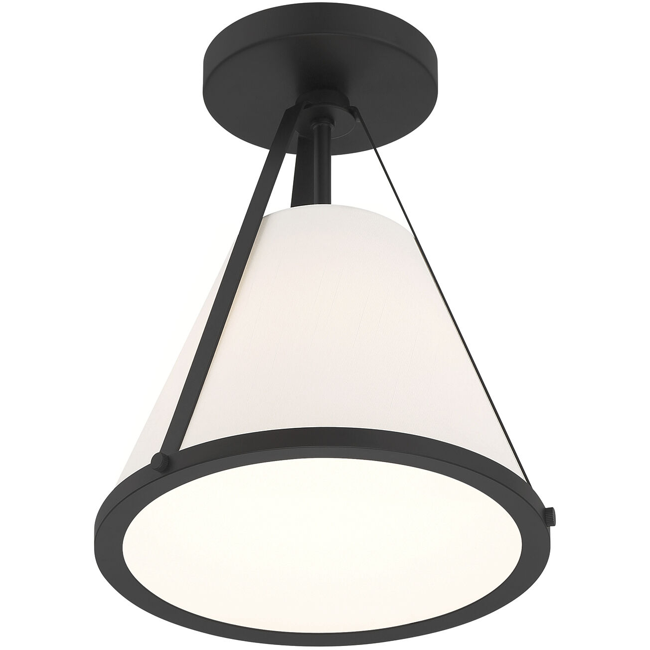 Fulton 1 Light 9.25 inch Black Semi Flush Ceiling Light