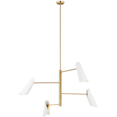 AERIN Tresa 4 Light 47.88 inch Matte White and Burnished Brass Chandelier Ceiling Light in Burnished Brass / Matte White