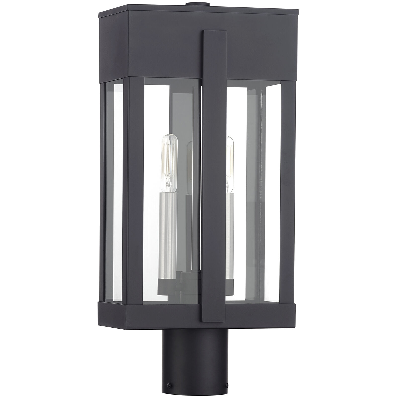 Berksford 2 Light 18.5 inch Black with Brushed Nickel Candles Outdoor Post Top Lantern
