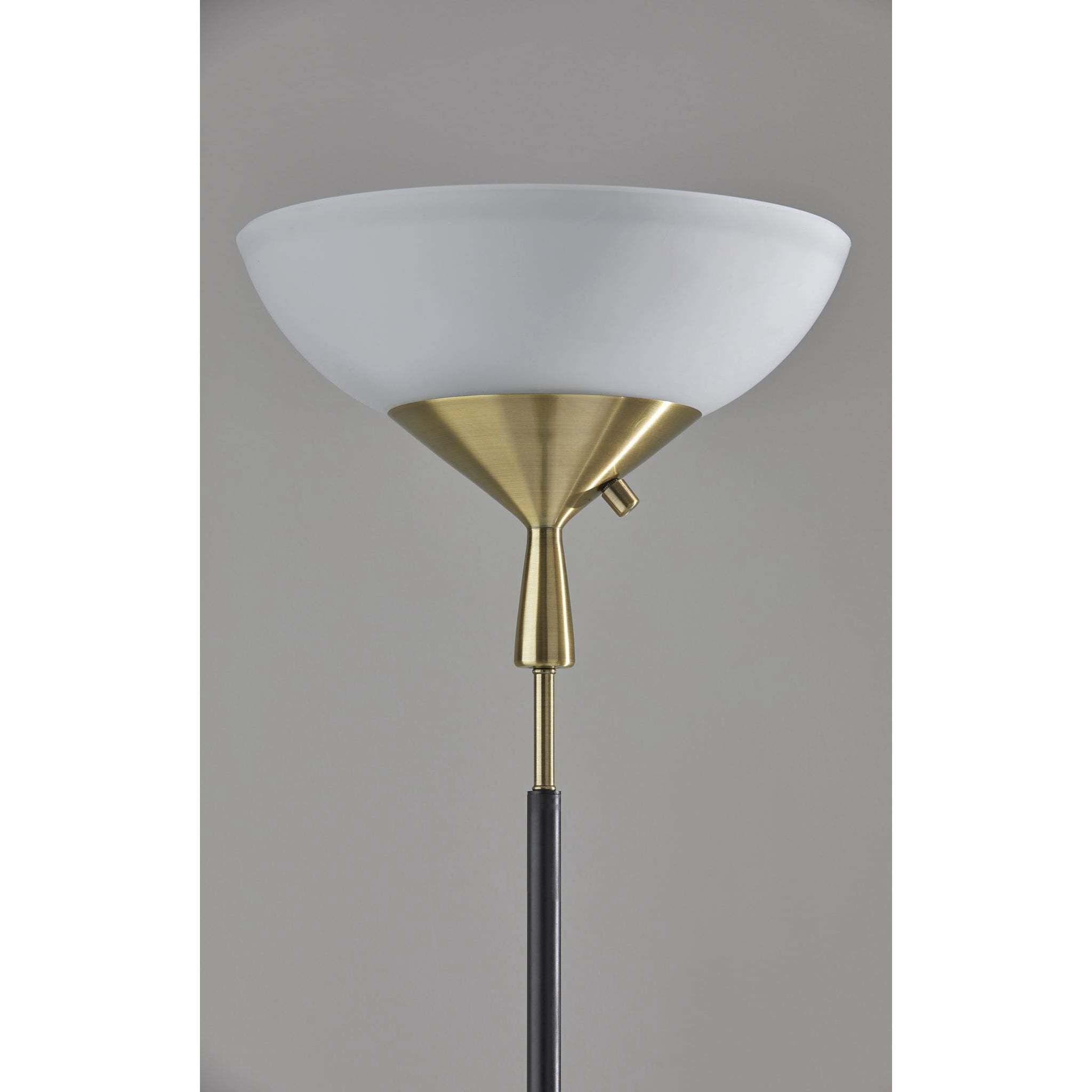 Noah 71 inch 150.00 watt Black with Antique Brass Torchiere Portable Light