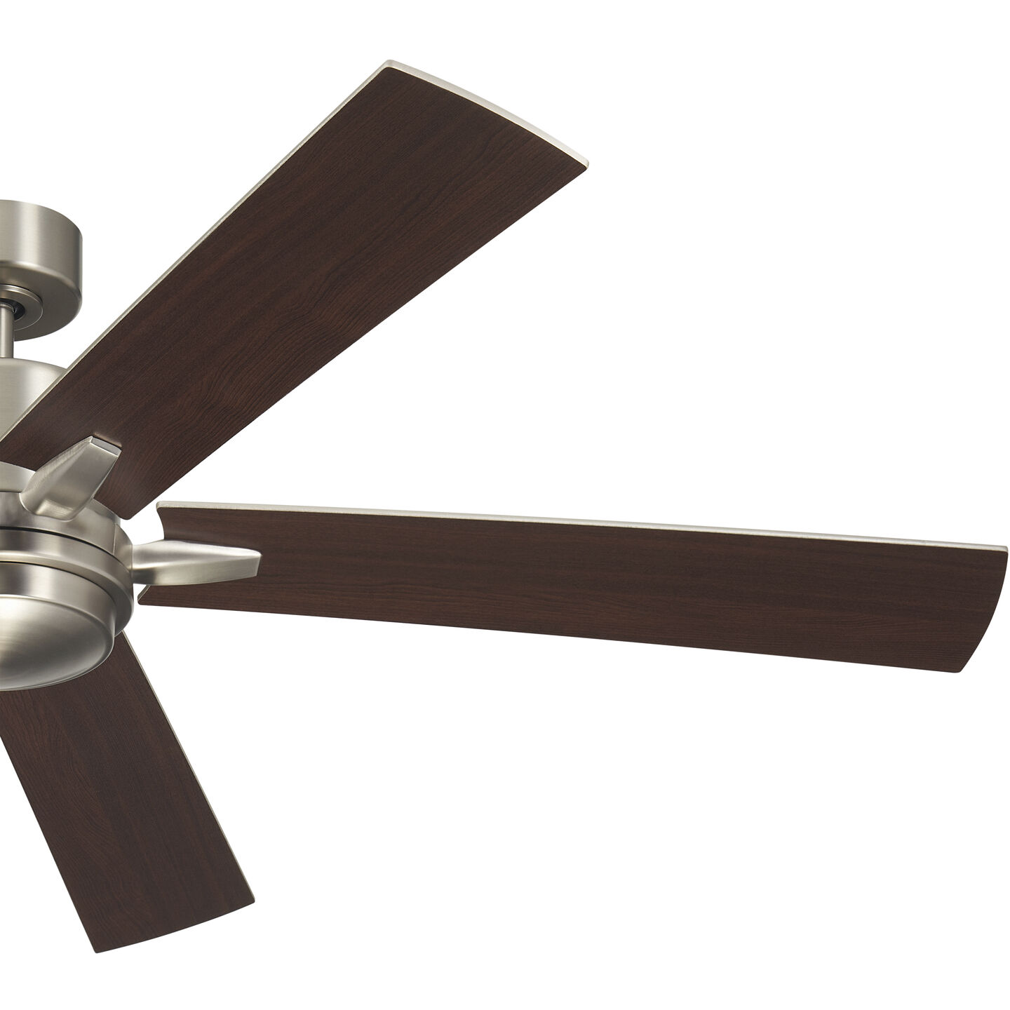 Lucian 60 inch Brushed Nickel with Walnut/Silver Blades Ceiling Fan
