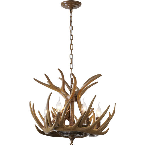 Canada 6 Light 22 inch Natural Horn Chandelier Ceiling Light