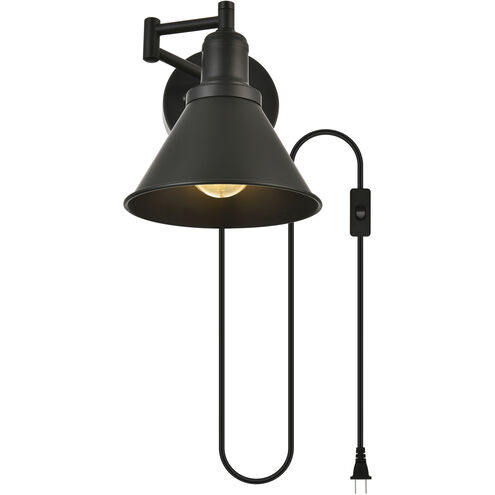 Jair 1 Light 7 inch Black Plug In Wall Sconce Wall Light