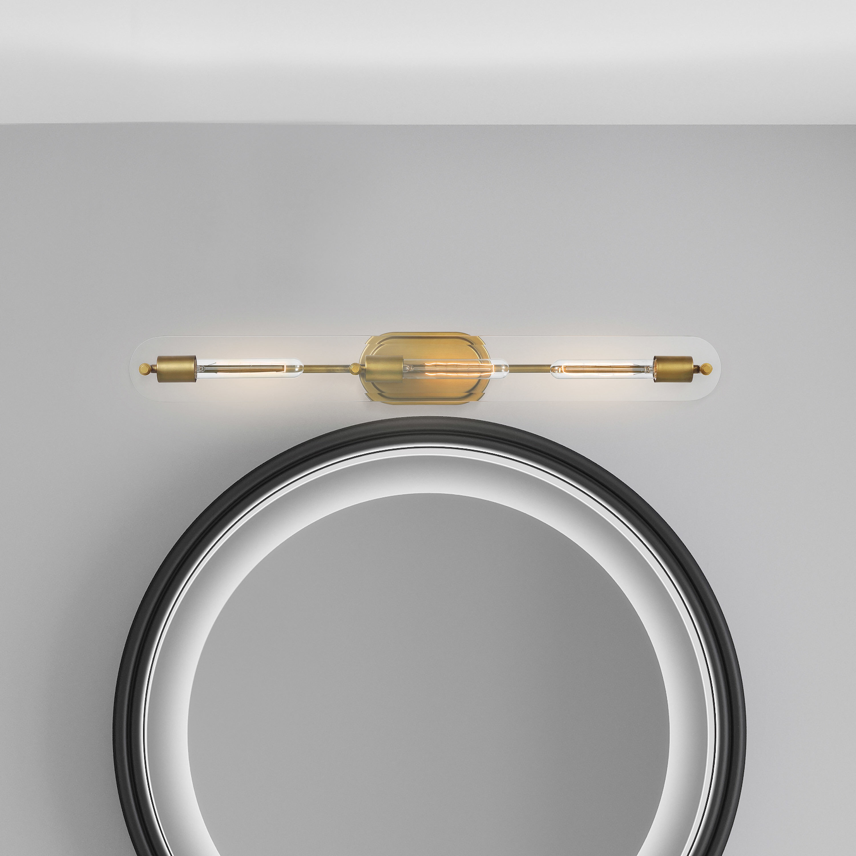 Teton 3 Light 34 inch Natural Brass Bathroom Vanity Light Wall Light