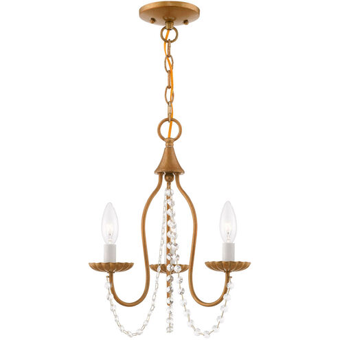 Alessia 3 Light 13 inch Antique Gold Leaf Mini Chandelier Ceiling Light