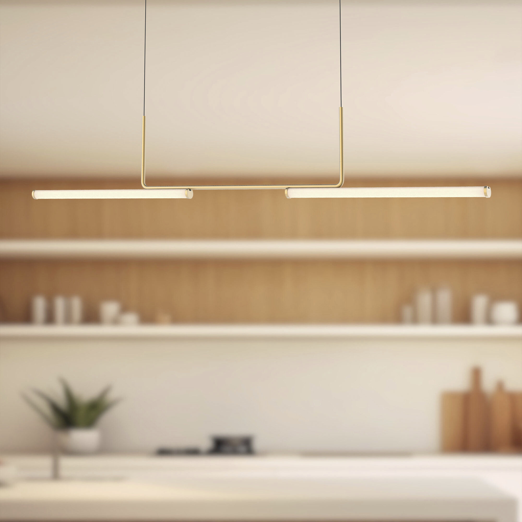 Vesper LED 73 inch Brushed Gold Linear Pendant Ceiling Light