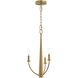 Jheni 3 Light 12 inch Brushed Gold Chandelier Ceiling Light