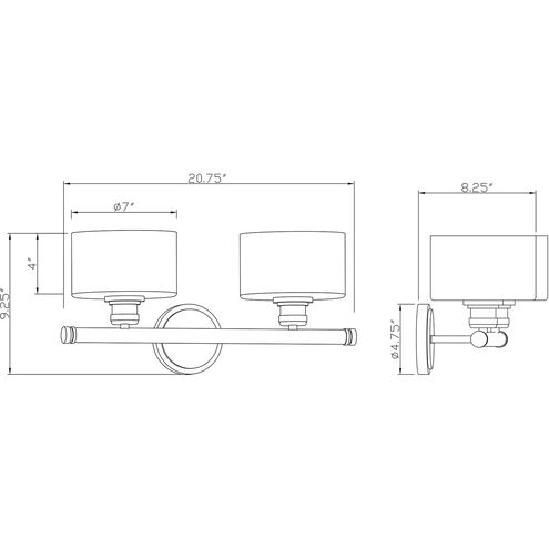 Zane 2 Light 21 inch Soft Gold Vanity Light Wall Light