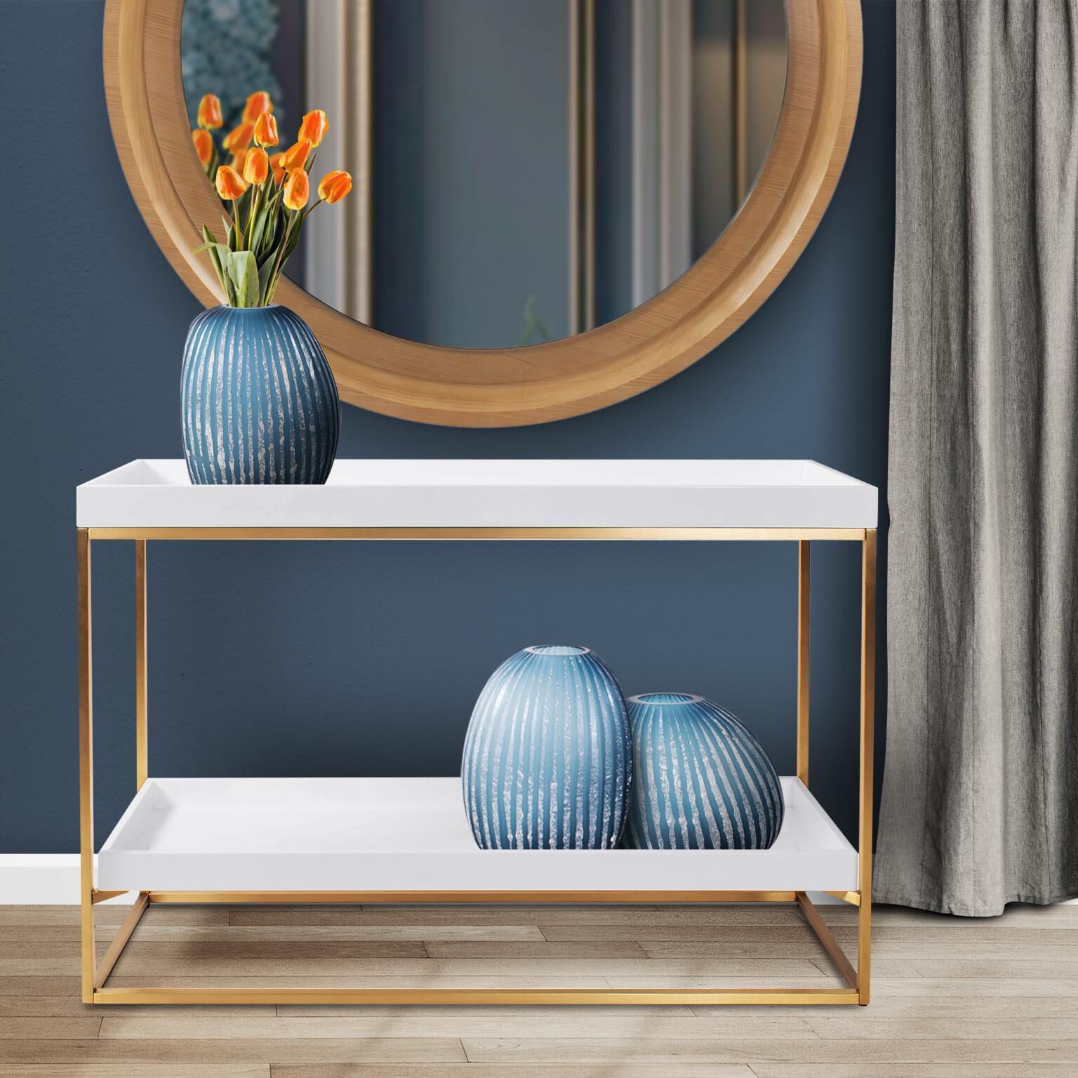 Lyndhurst 50 inch White and Brass Console Table