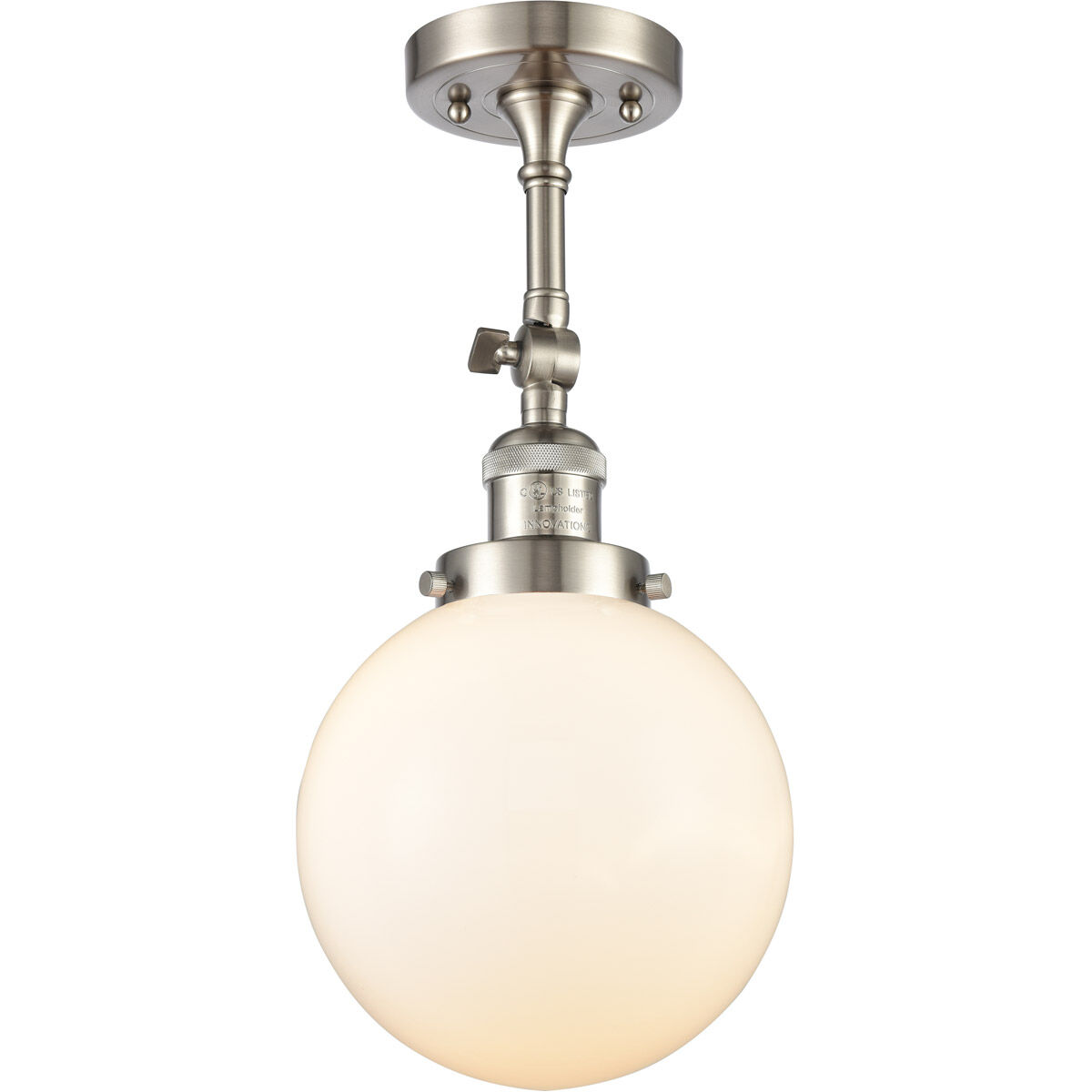 Franklin Restoration Large Beacon 1 Light 8 inch Brushed Satin Nickel Sconce Wall Light in Matte White Glass, Franklin Restoration