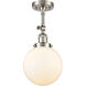 Franklin Restoration Large Beacon 1 Light 8 inch Brushed Satin Nickel Sconce Wall Light in Matte White Glass, Franklin Restoration