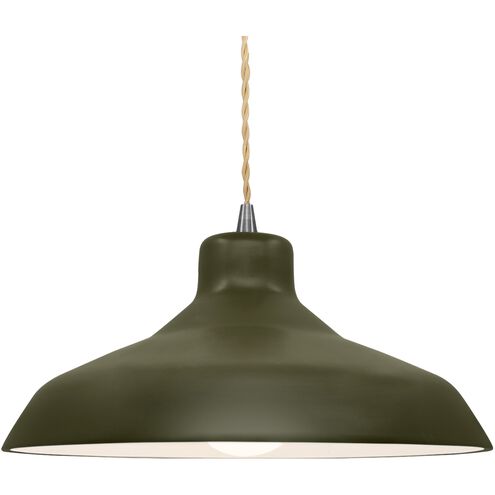Radiance LED 15.5 inch Matte Green and Brushed Nickel Pendant Ceiling Light