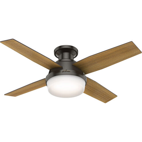 Dempsey 44 inch Noble Bronze with Mid Century Walnut/Umber Walnut Blades Ceiling Fan, Low Profile