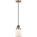 Franklin Restoration Bell LED 5 inch Antique Brass Mini Pendant Ceiling Light in Matte White