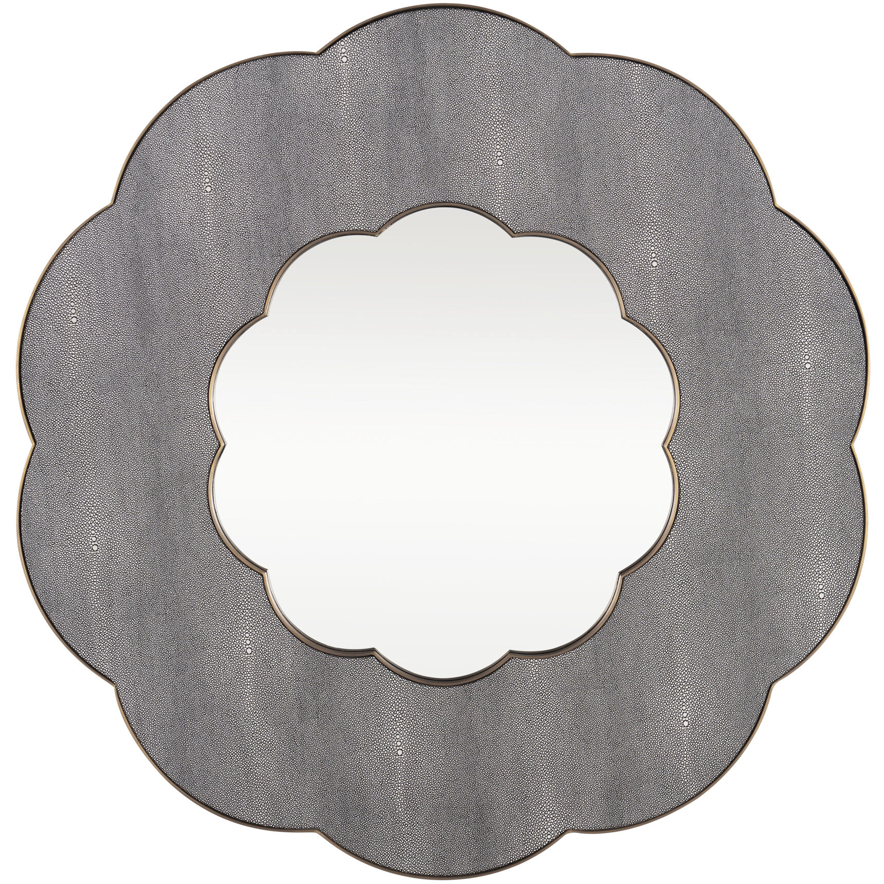 Scallop 36 X 36 inch Gray Shagreen with Weathered Brass Wall Mirror, Varaluz Casa