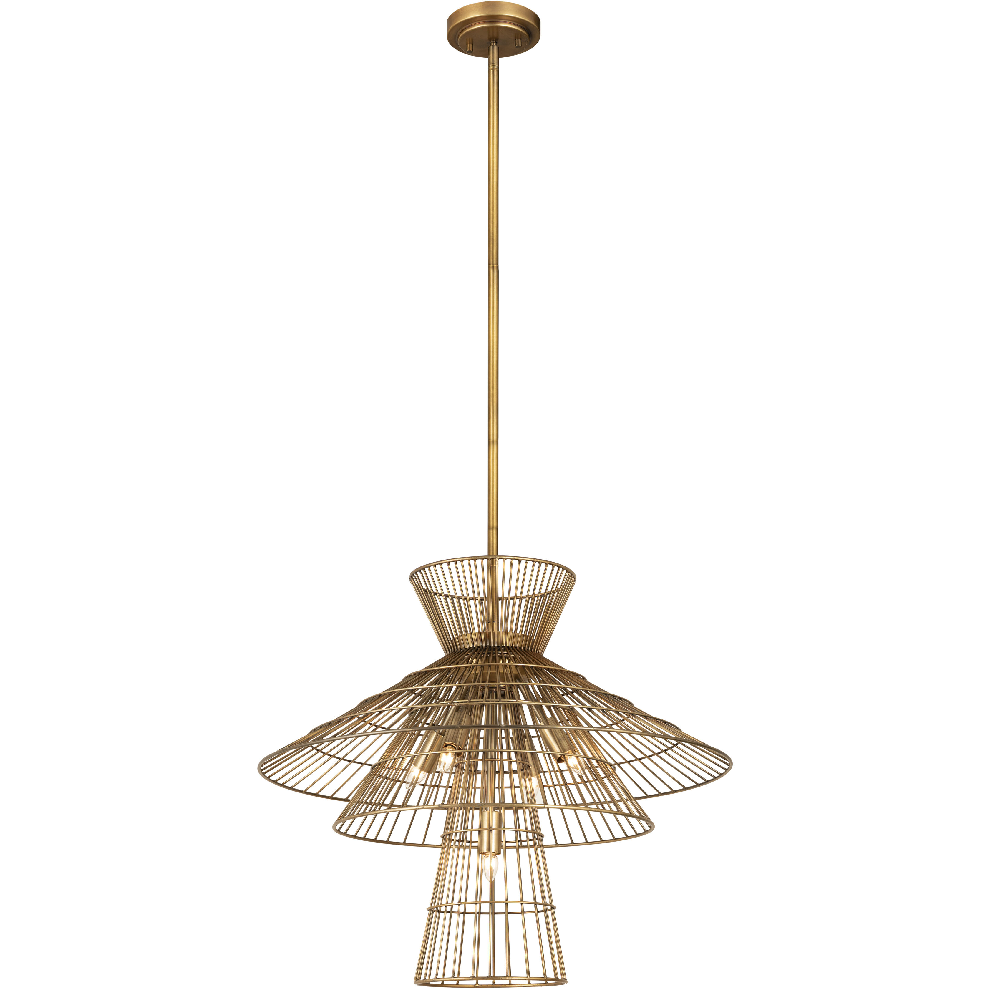 Alito 6 Light 25 inch Rubbed Brass Chandelier Ceiling Light