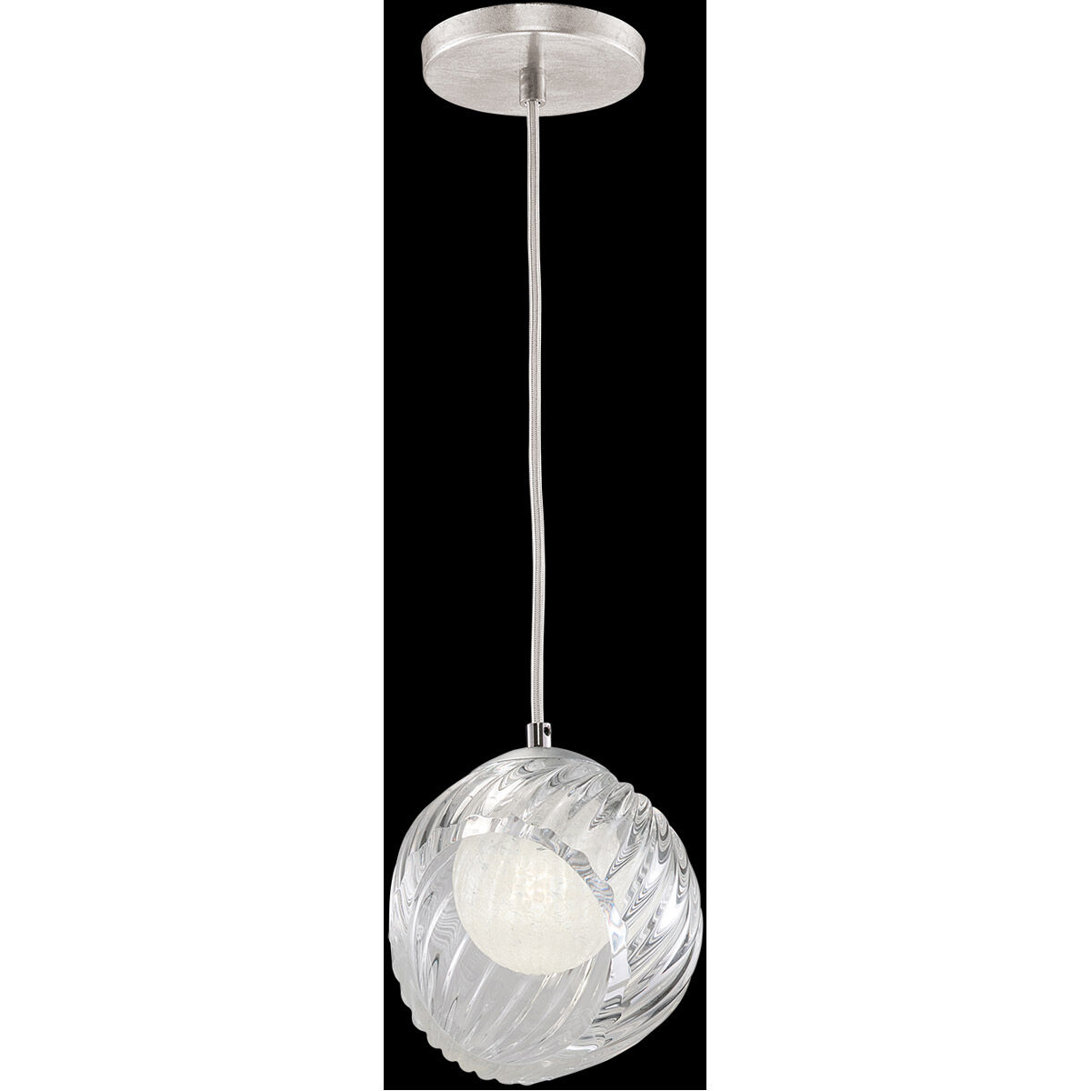 Nest Drop Light Ceiling Light in Silver, White Studio Glass