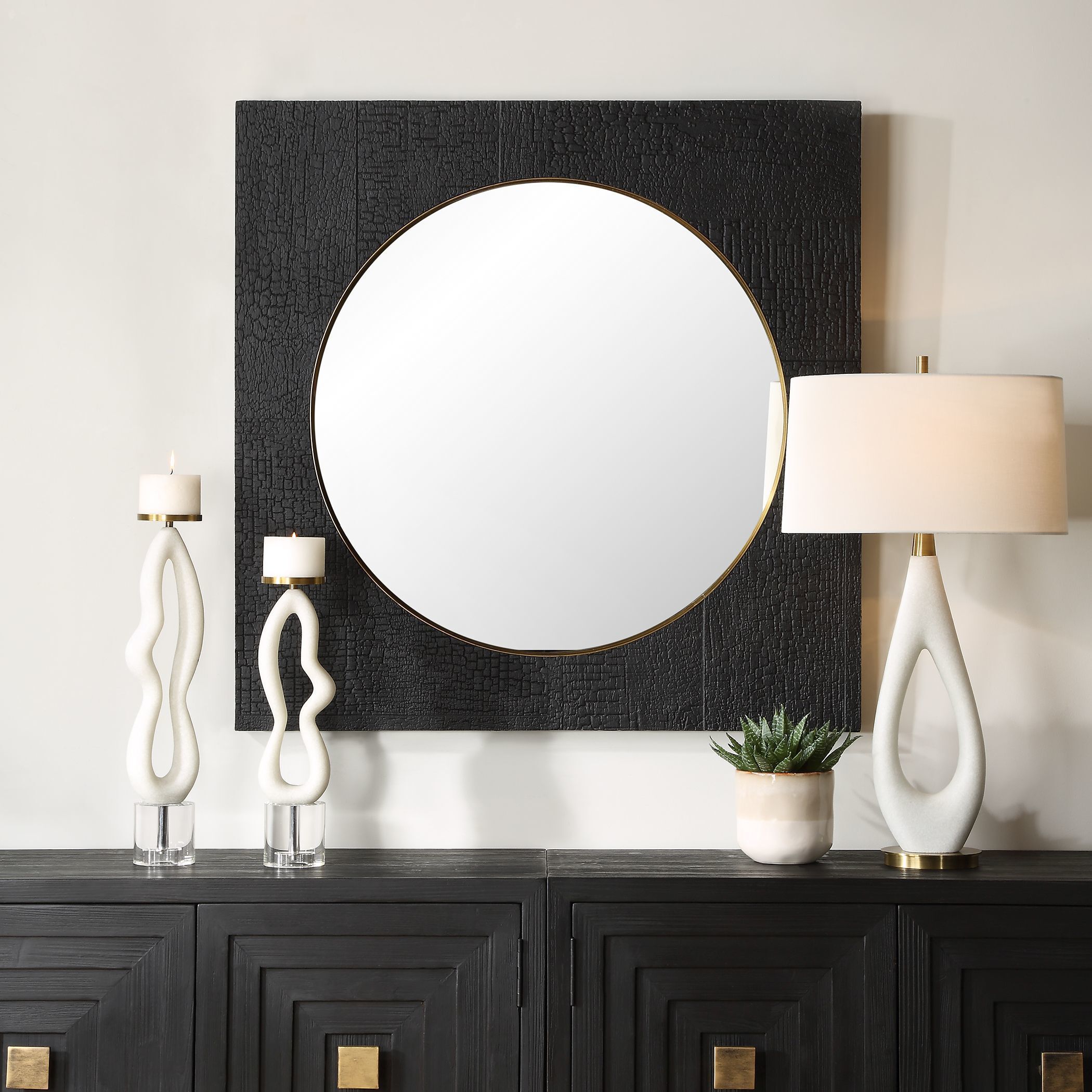 Ember 42 X 42 inch Black and Plated Brass Mirror