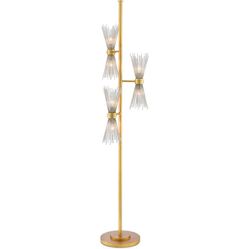 Novatude 71 inch 60 watt Antique Gold Leaf/Contemporary Silver Leaf Floor Lamp Portable Light