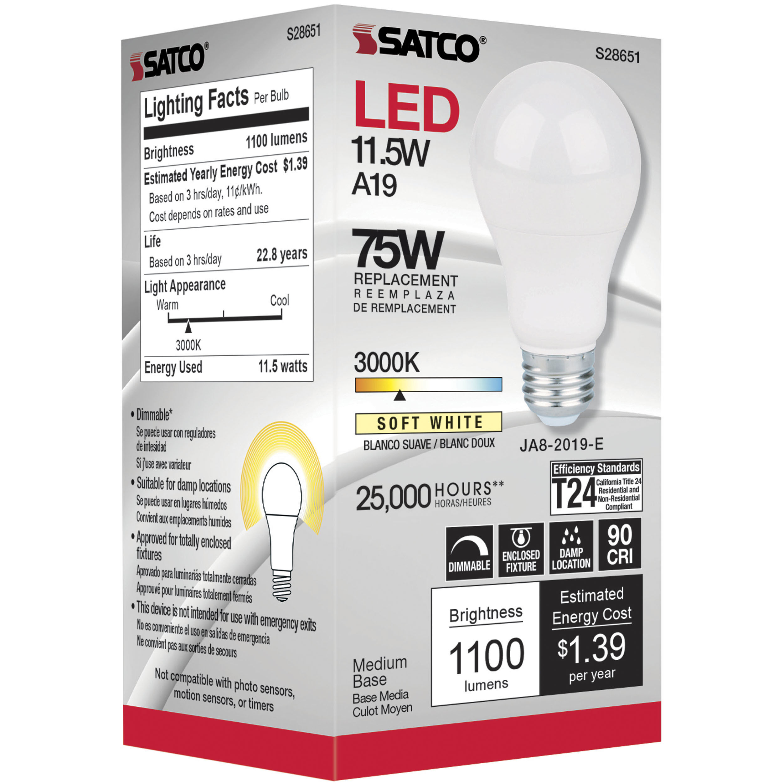 Lumos LED Medium 11.50 watt 120 3000K Light Bulb