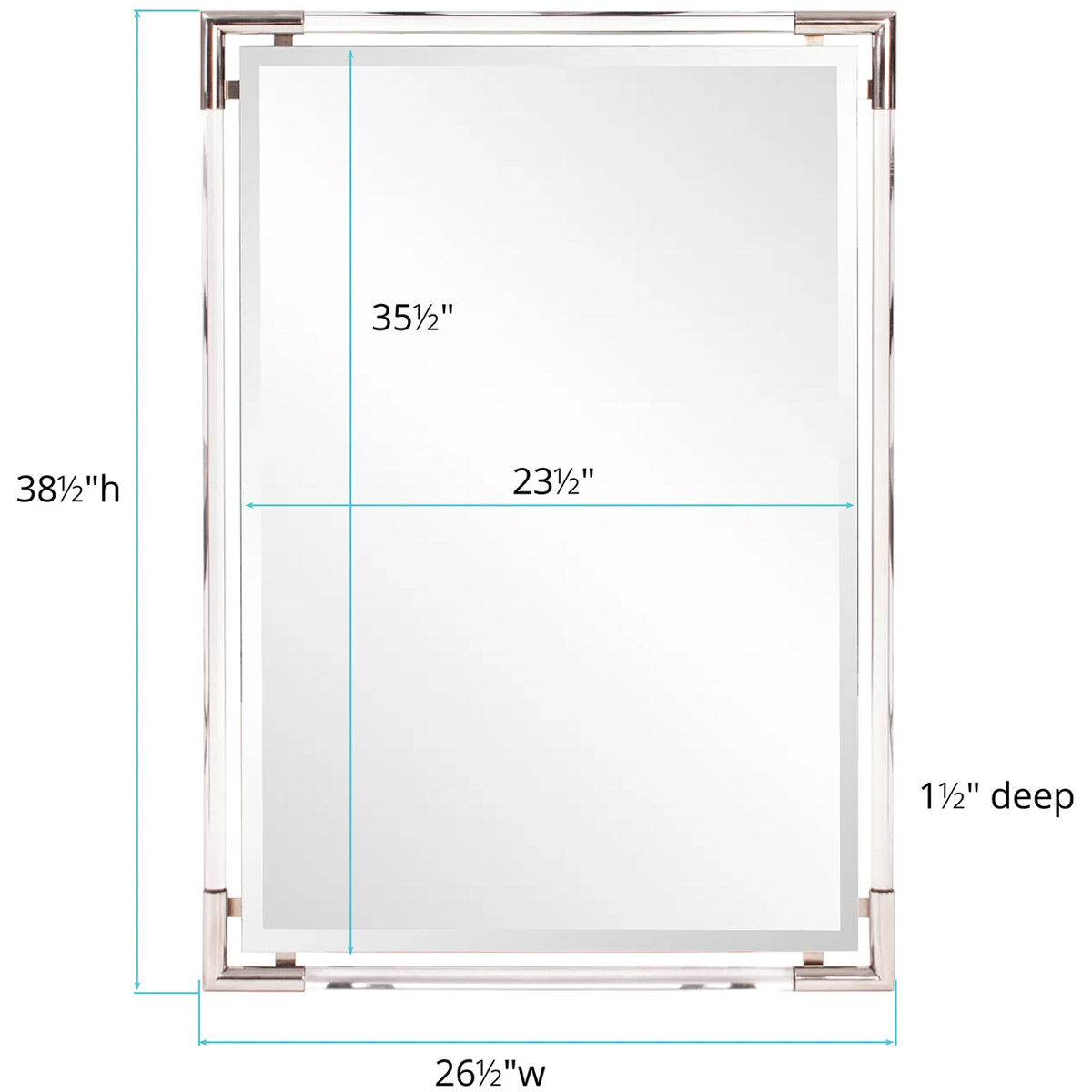 Elsie 39 X 27 inch Clear Acrylic with Stainless Steel Accents Wall Mirror