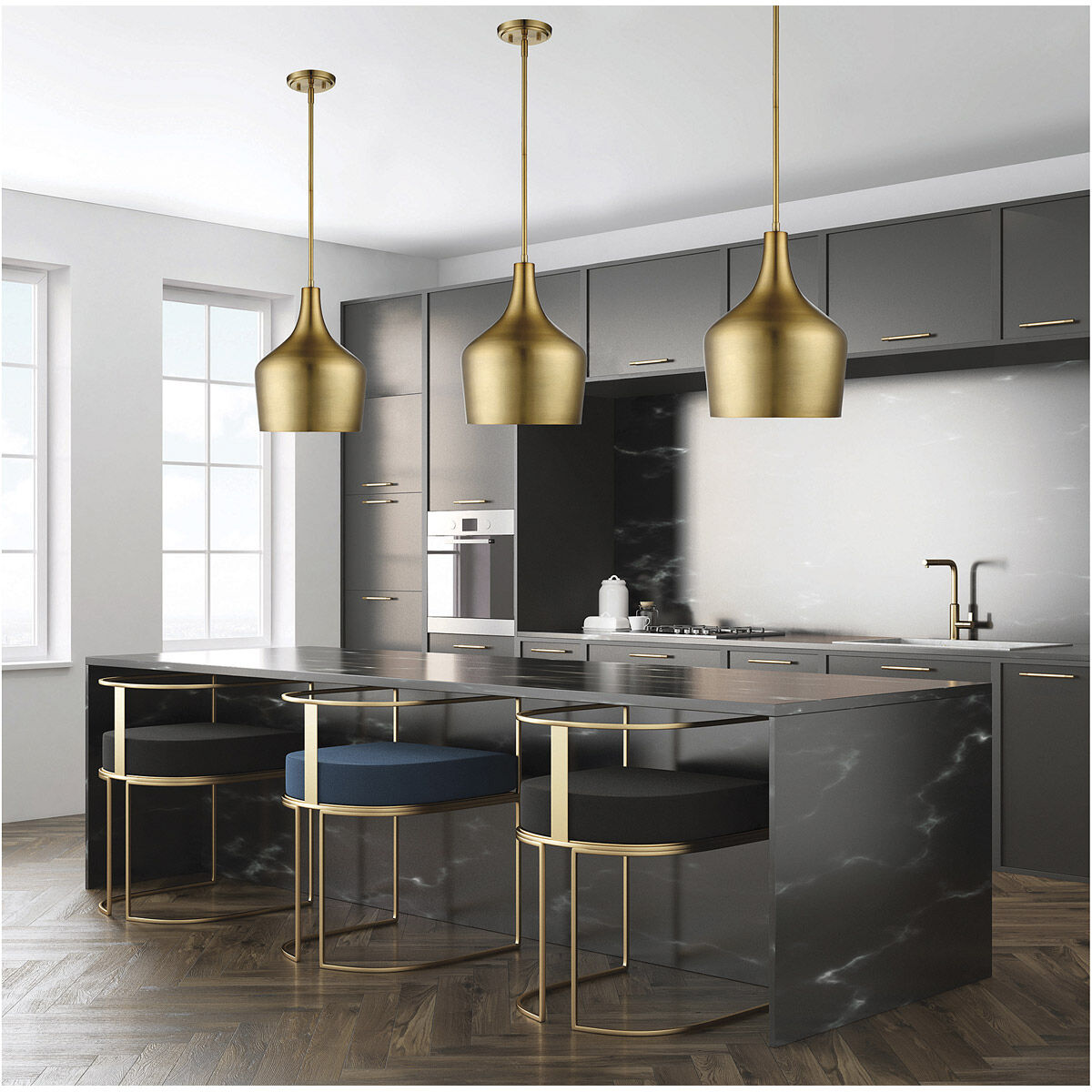 Modern 1 Light 10.5 inch Natural Brass Pendant Ceiling Light