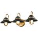 Peggy's Cove 3 Light 24 inch Graphite and Venetian Brass Bath Vanity Wall Light