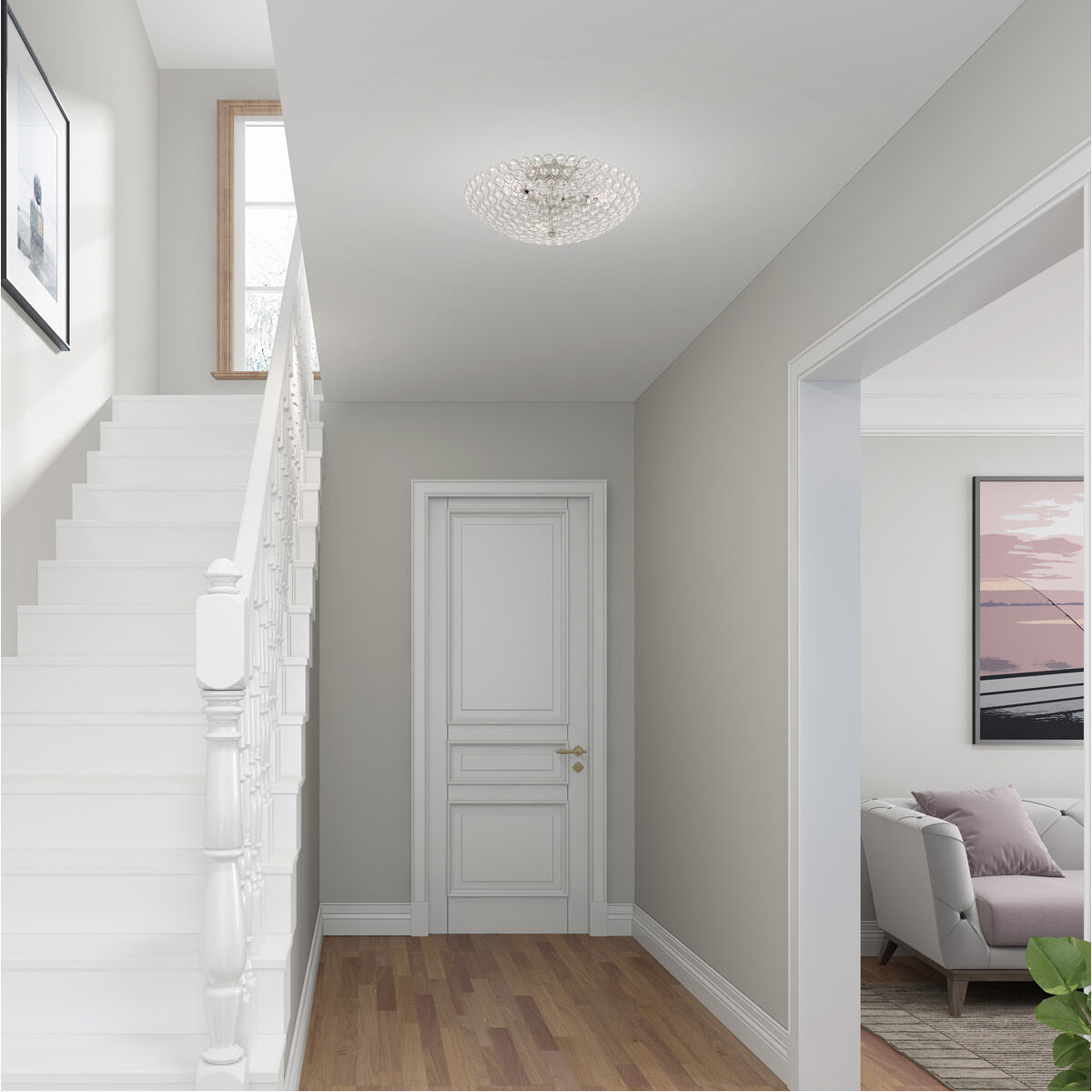 Cassandra 3 Light 16 inch Brushed Nickel Semi-Flush Mount Ceiling Light