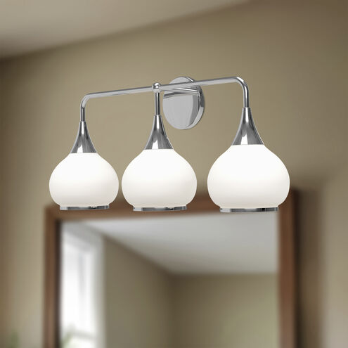 Alora Mood Hazel 3 Light 26.75 inch Chrome Bath Vanity Light Wall Light in Opal Glass