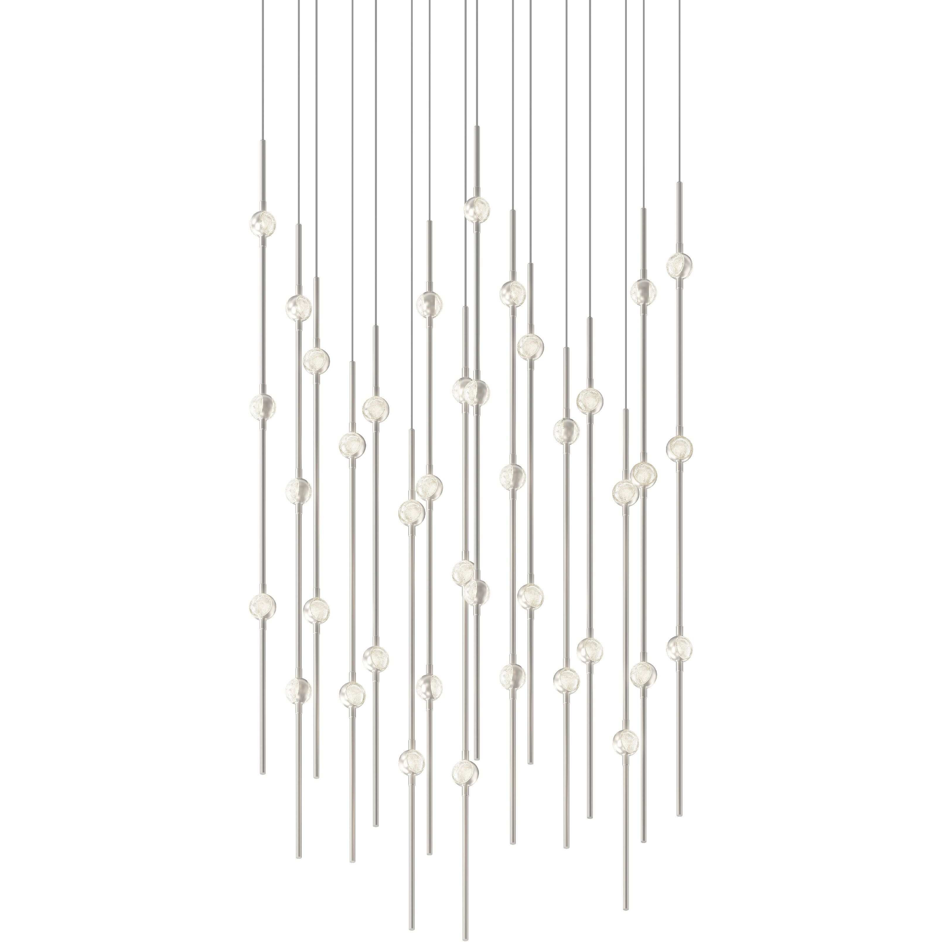Constellation Aries LED 21.5 inch Satin Nickel Pendant Ceiling Light in 3000K, Clear Faceted Acrylic, 10 FT. Cord
