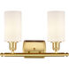 Ballston Clymer 2 Light 16 inch Satin Gold Bath Vanity Light Wall Light in Matte White Glass, Ballston
