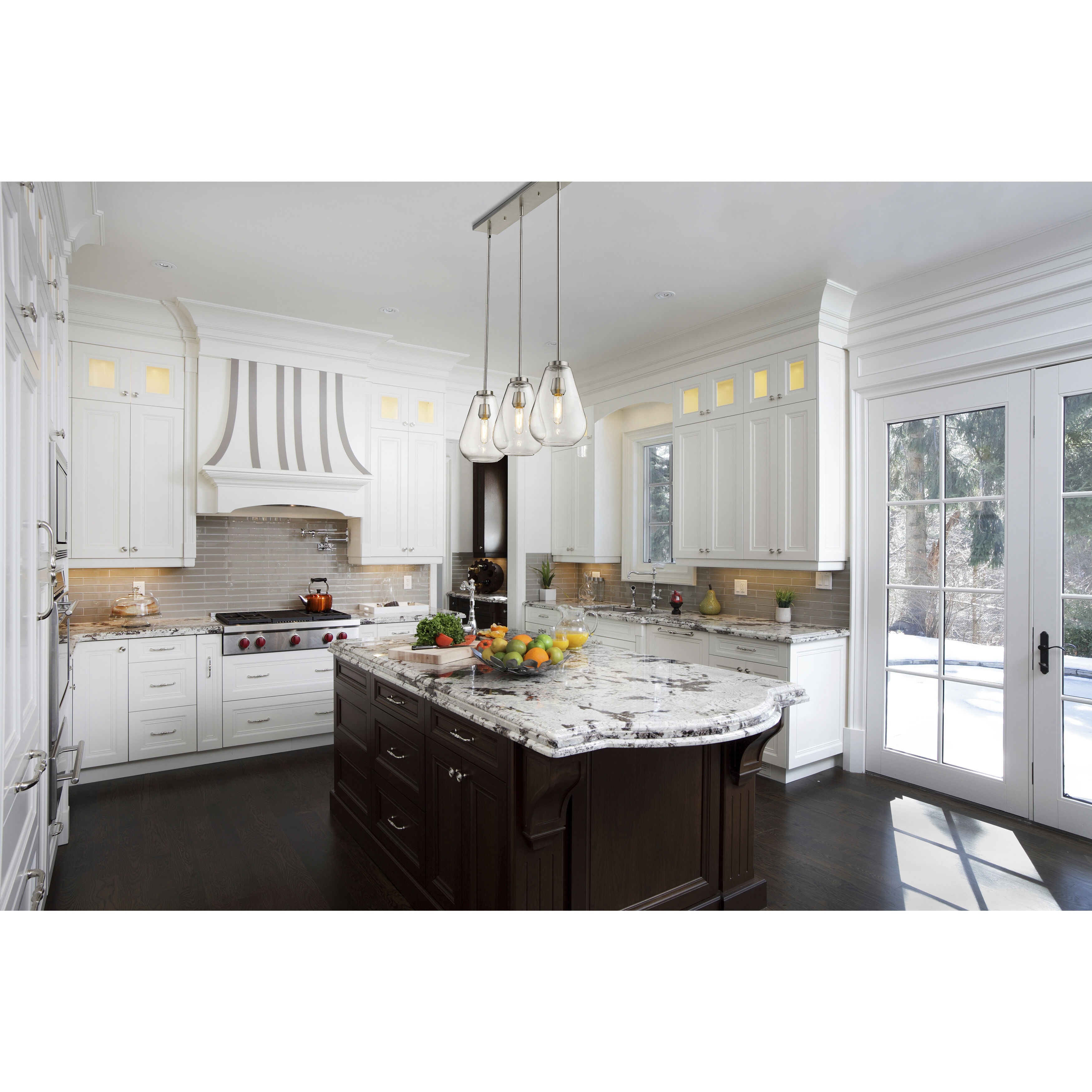 Ayra 3 Light 36 inch Brushed Nickel Linear Chandelier Ceiling Light