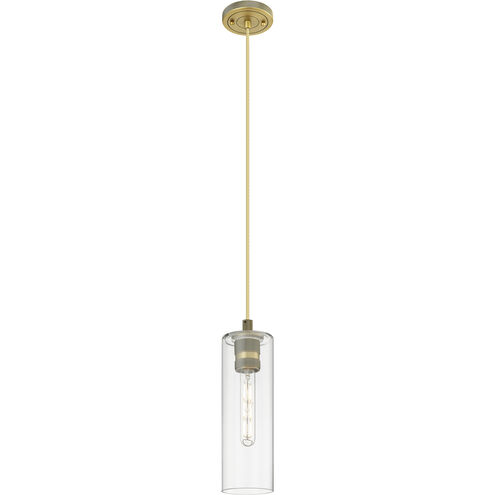 Downtown Urban Crown Point 1 Light 3.88 inch Brushed Brass Pendant Ceiling Light in Clear