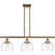 Ballston Bell 3 Light 36 inch Brushed Brass Island Light Ceiling Light