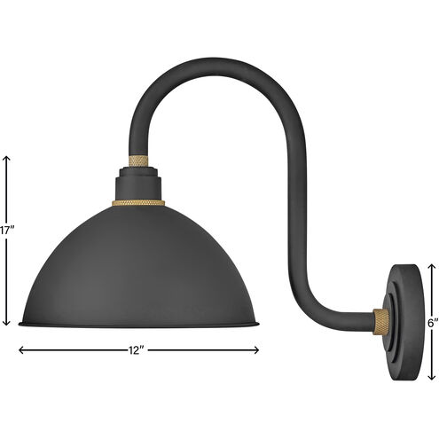 Foundry Dome Outdoor Barn Light in Textured Black, Gooseneck
