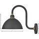 Foundry Dome Outdoor Barn Light in Textured Black, Gooseneck