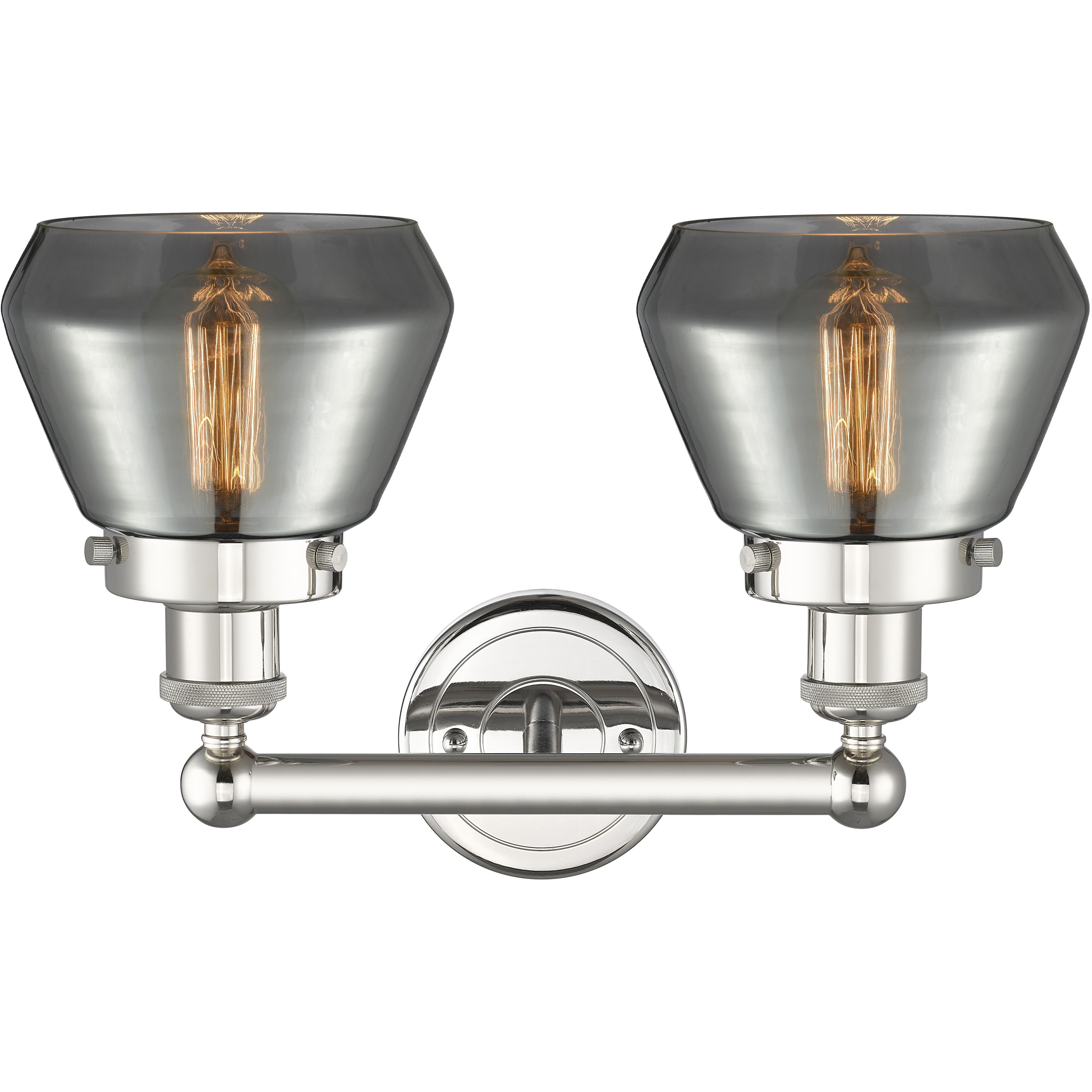 Fulton 2 Light 15.5 inch Polished Nickel Bath Vanity Light Wall Light in Plated Smoke