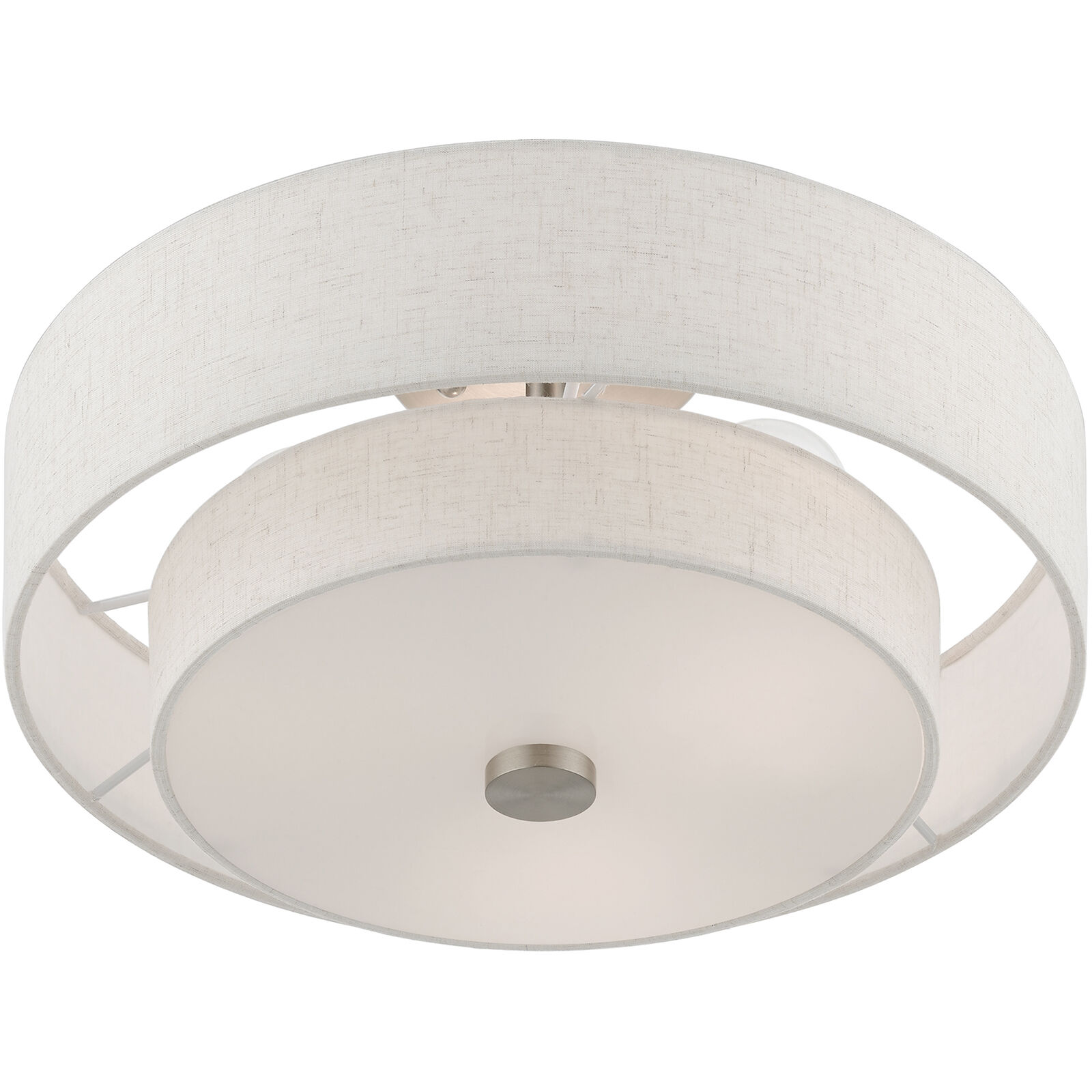 Meridian 3 Light 15 inch Brushed Nickel Semi-Flush Ceiling Light