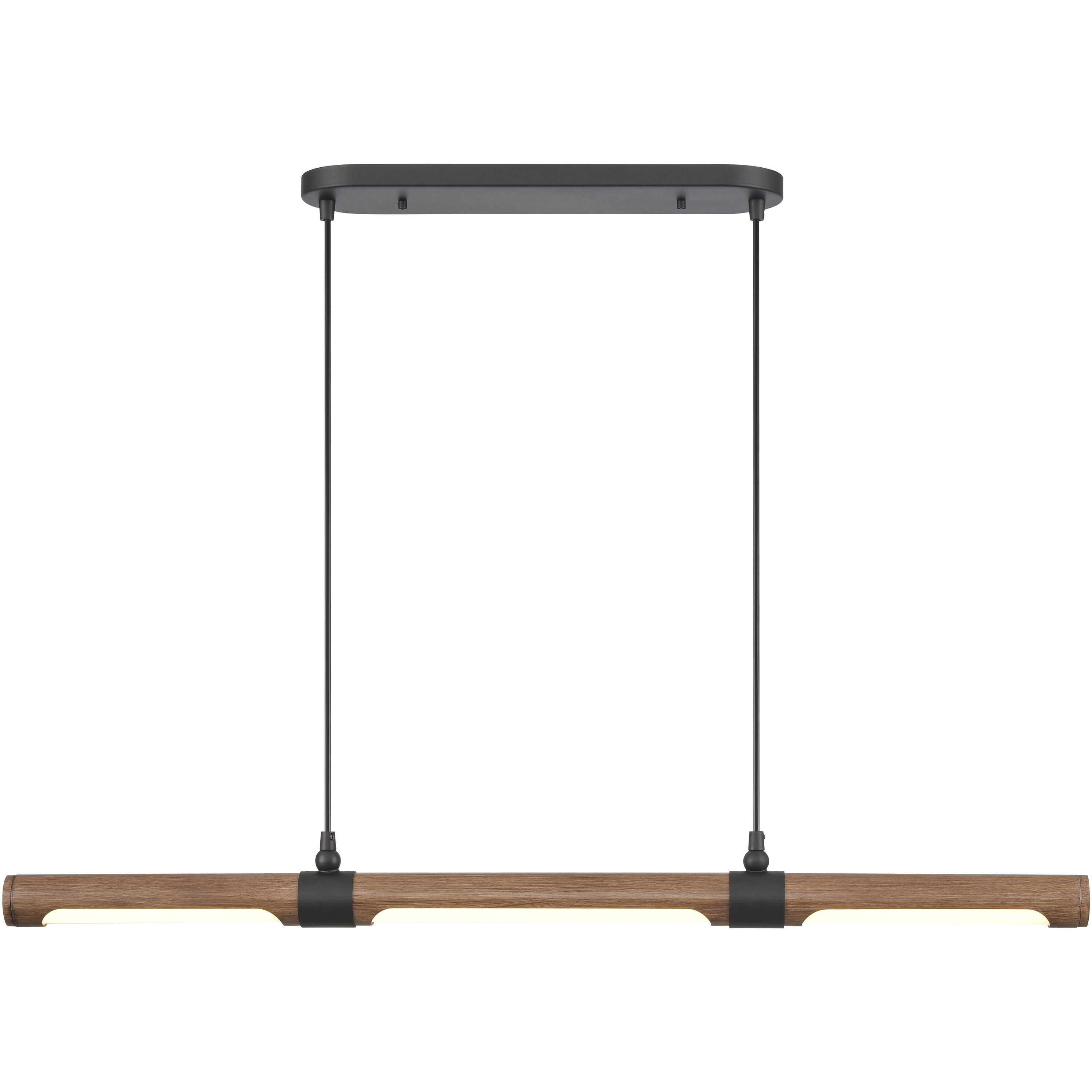 Wyatt LED 40.5 inch Matte Black with Walnut Linear Chandelier Ceiling Light