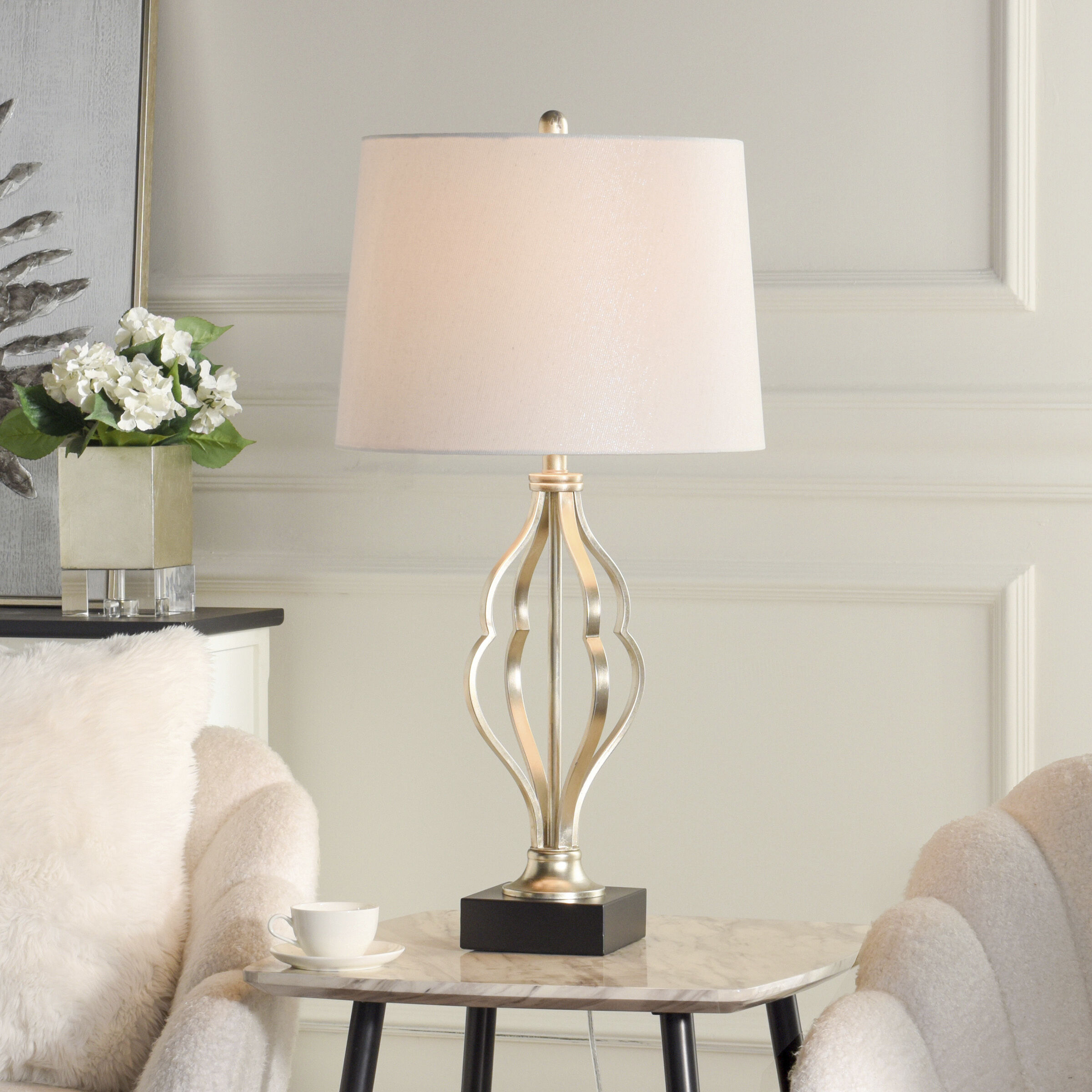 Castonia 33 inch 100 watt Castonia Silver and White Table Lamp Portable Light