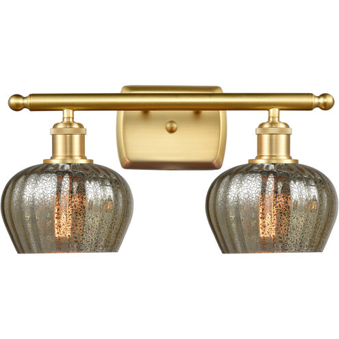 Ballston Fenton 2 Light 16 inch Satin Gold Bath Vanity Light Wall Light in Mercury Glass, Ballston