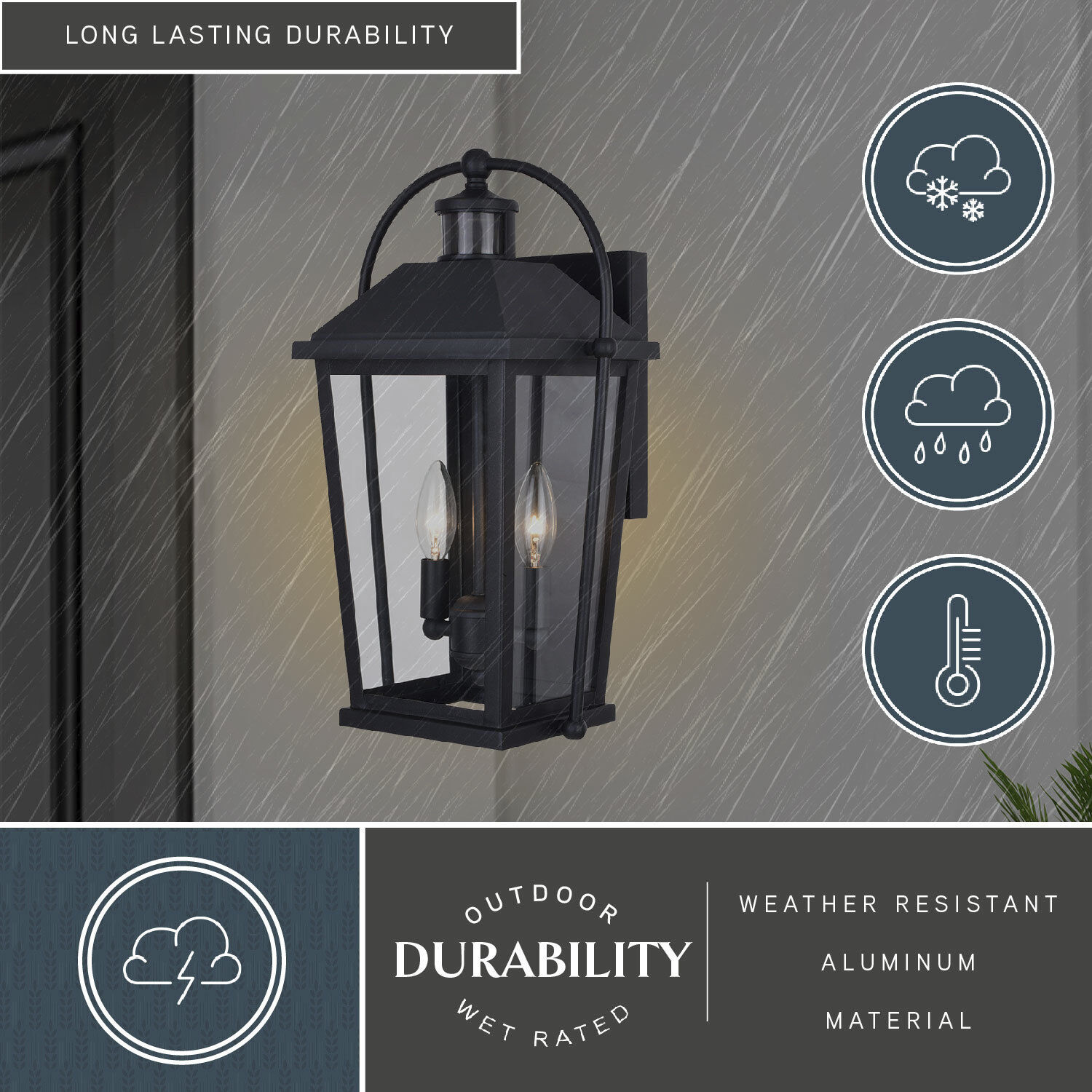 Lexington Textured Black Outdoor Motion Sensor in 2