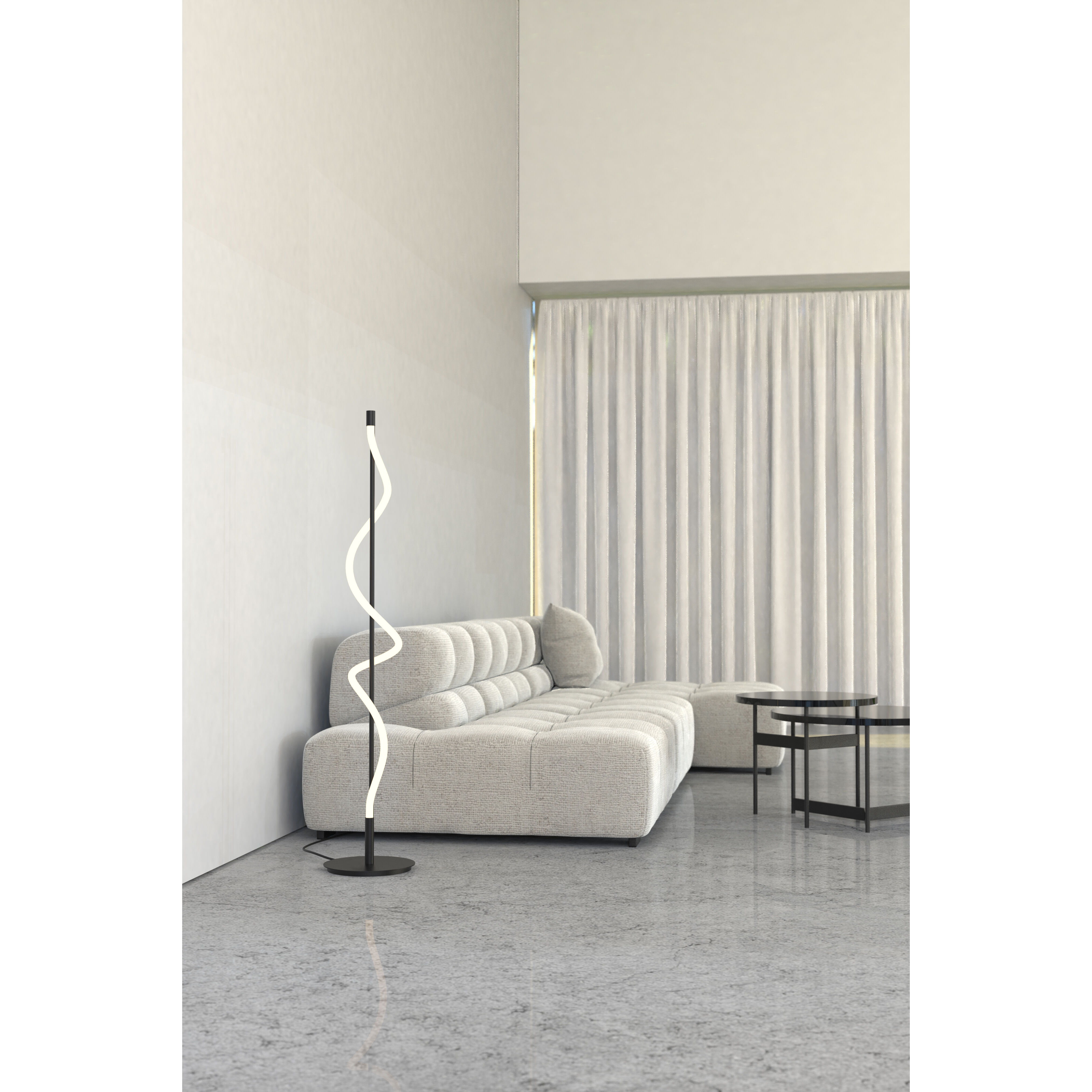 Cursive 60 inch 20 watt Black Floor Lamp Portable Light