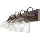 Hines 4 Light 34.5 inch Rubbed Bronze Bath Vanity Light Wall Light in Seeded Glass