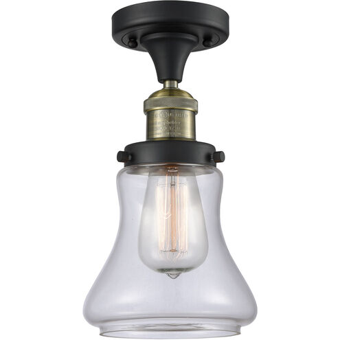 Franklin Restoration Bellmont 1 Light 6 inch Black Antique Brass Semi-Flush Mount Ceiling Light in Clear Glass, Franklin Restoration
